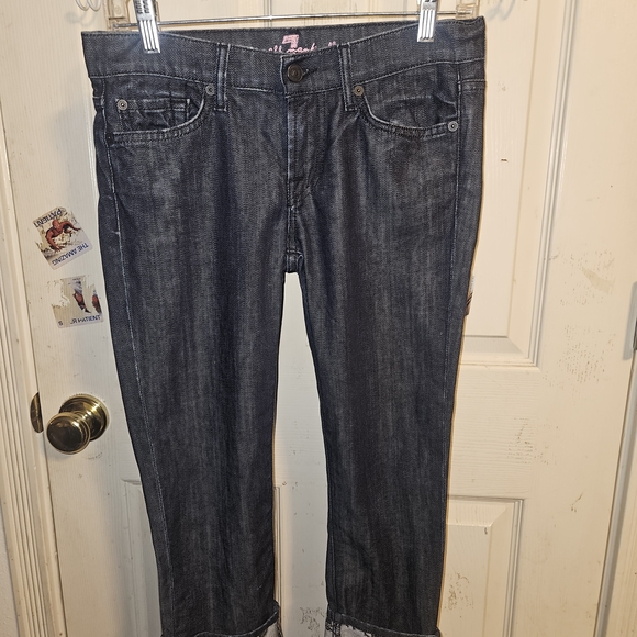 7 For All Mankind Dark Wash Cropped Jeans - Picture 1 of 7